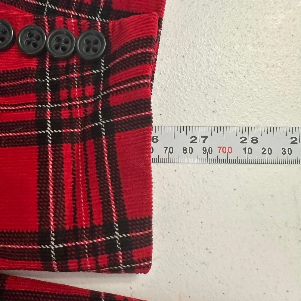 US Polo Assn Mens Preppy Red Black Plaid Corduroy Blazer Size 40L Jacket Bold
